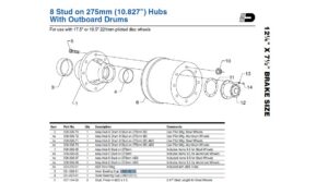 20K AIR BRAKE Hub-- 8 Stud on 275mm  - 008-396-70**HUB DRUM ASSEMBLY**